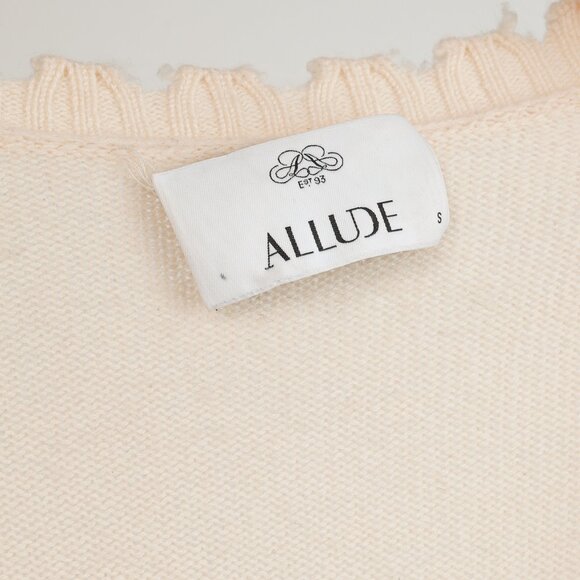 Allude Cream Wool & Cashmere Distressed V-Neck Cardigan - Picture 8 of 10